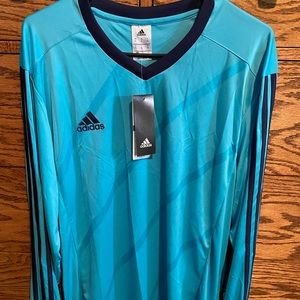 Men’s XL adidas long sleeve soccer jersey Blue NWT